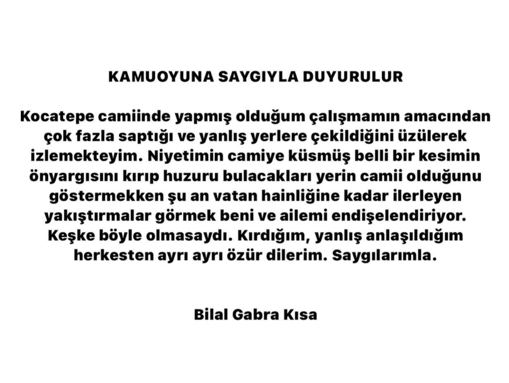 bilal gabra kisa dan ankara kocatepe camii nde kaydedilen ve tepki ceken goruntulerle ilgili aciklama